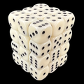 Chessex Opaque Ivory & Black 36 x D6 Dice Set