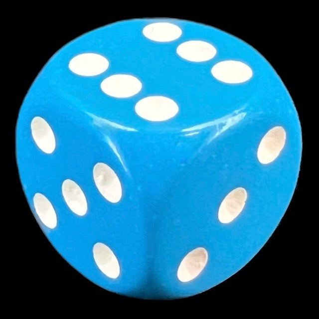 Chessex Opaque Light Blue & White 16mm D6 Spot Dice
