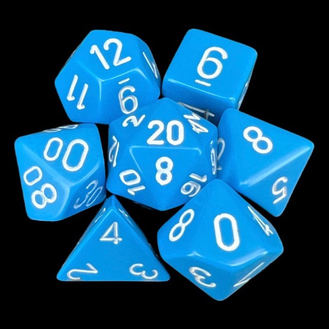 Chessex Opaque Light Blue & White 7 Dice Polyset