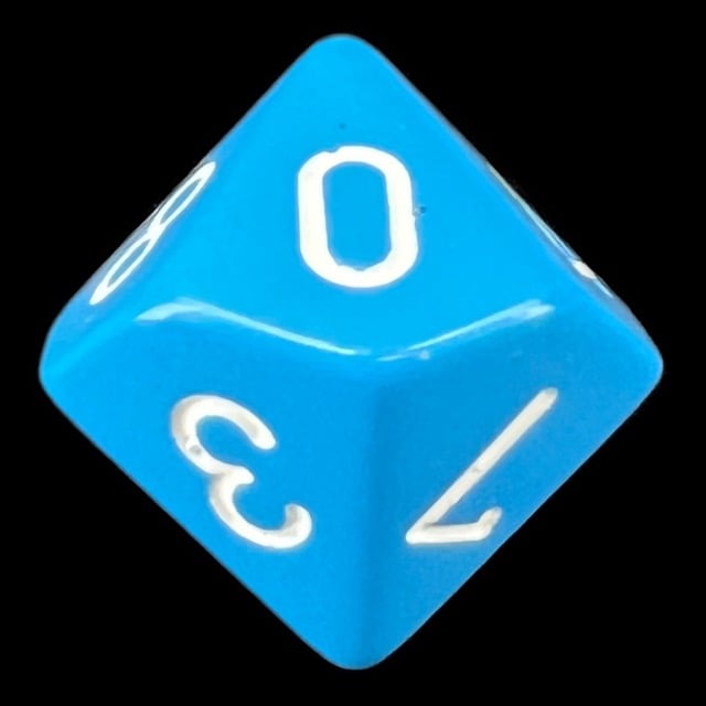 Chessex Opaque Light Blue & White D10 Dice