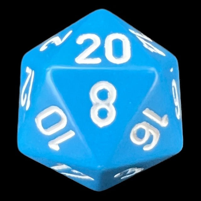 Chessex Opaque Light Blue & White D20 Dice