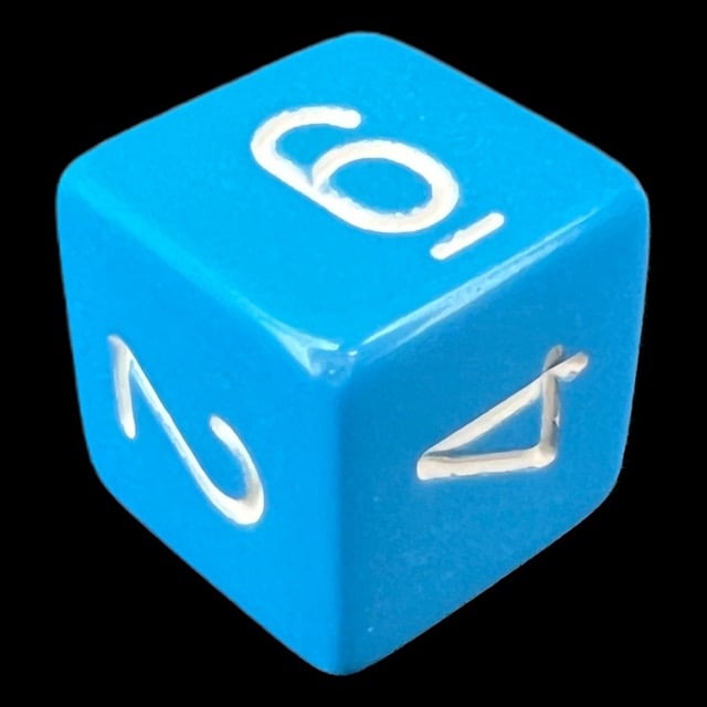 Chessex Opaque Light Blue & White D6 Dice
