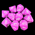 Chessex Opaque Light Purple & White 10 x D10 Dice Set - Discontinued