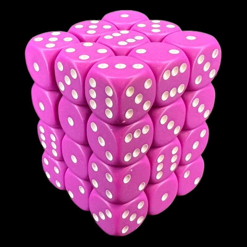 Chessex Opaque Light Purple & White 36 x D6 Dice Set - Discontinued