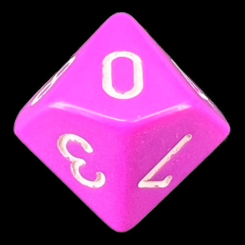 Chessex Opaque Light Purple & White D10 Dice - Discontinued