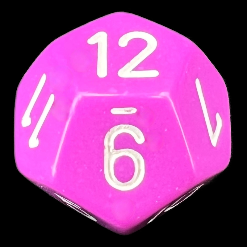 Chessex Opaque Light Purple & White D12 Dice - Discontinued