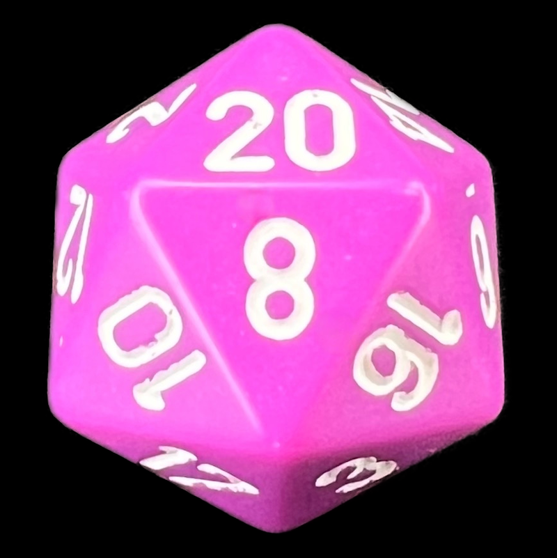 Chessex Opaque Light Purple & White D20 Dice - Discontinued