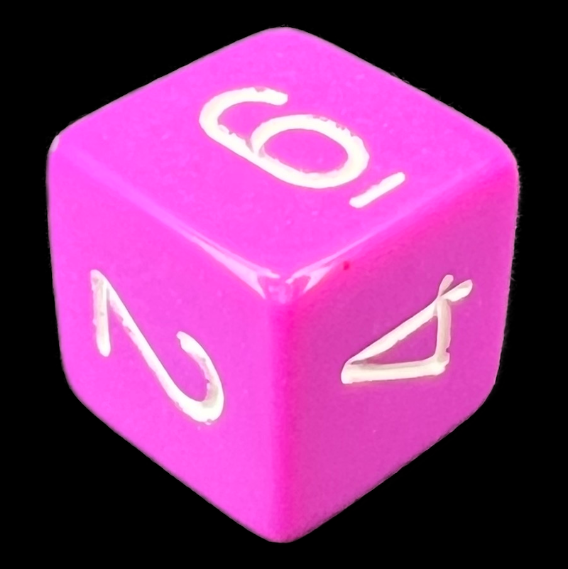 Chessex Opaque Light Purple & White D6 Dice - Discontinued