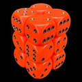 Chessex Opaque Orange & Black 12 x D6 Dice Set