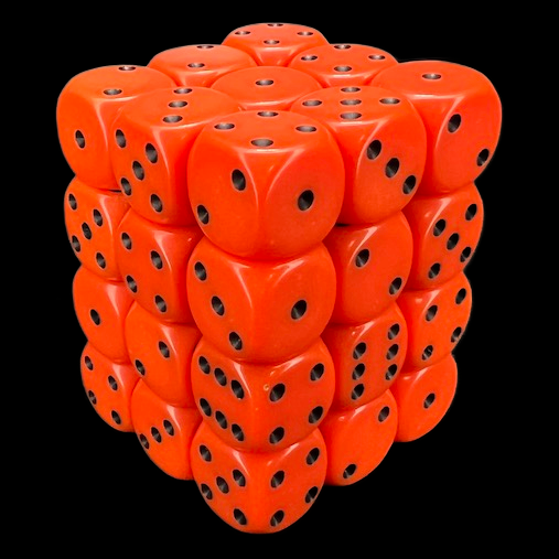 Chessex Opaque Orange & Black 36 x D6 Dice Set