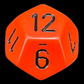 Chessex Opaque Orange & Black D12 Dice