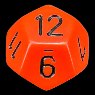 Chessex Opaque Orange & Black D12 Dice