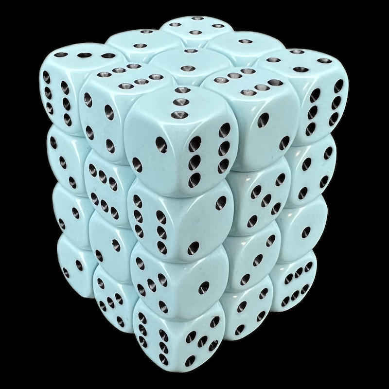 Chessex Opaque Pastel Blue &amp; Black 36 x D6 Dice Set