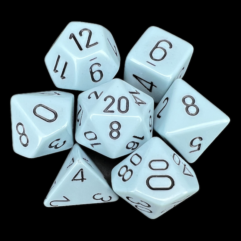 Chessex Opaque Pastel Blue & Black 7 Dice Polyset