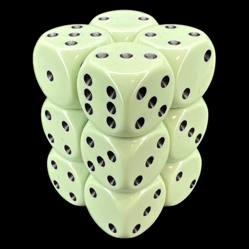 Chessex Opaque Pastel Green & Black 12 x D6 Dice Set