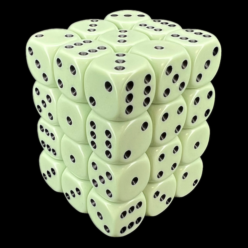 Chessex Opaque Pastel Green & Black 36 x D6 Dice Set