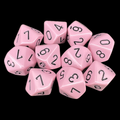 Chessex Opaque Pastel Pink &amp; Black 10 x D10 Dice Set