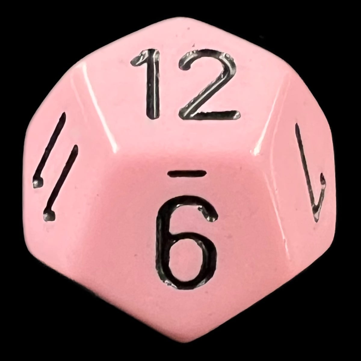 Chessex Opaque Pastel Pink & Black D12 Dice