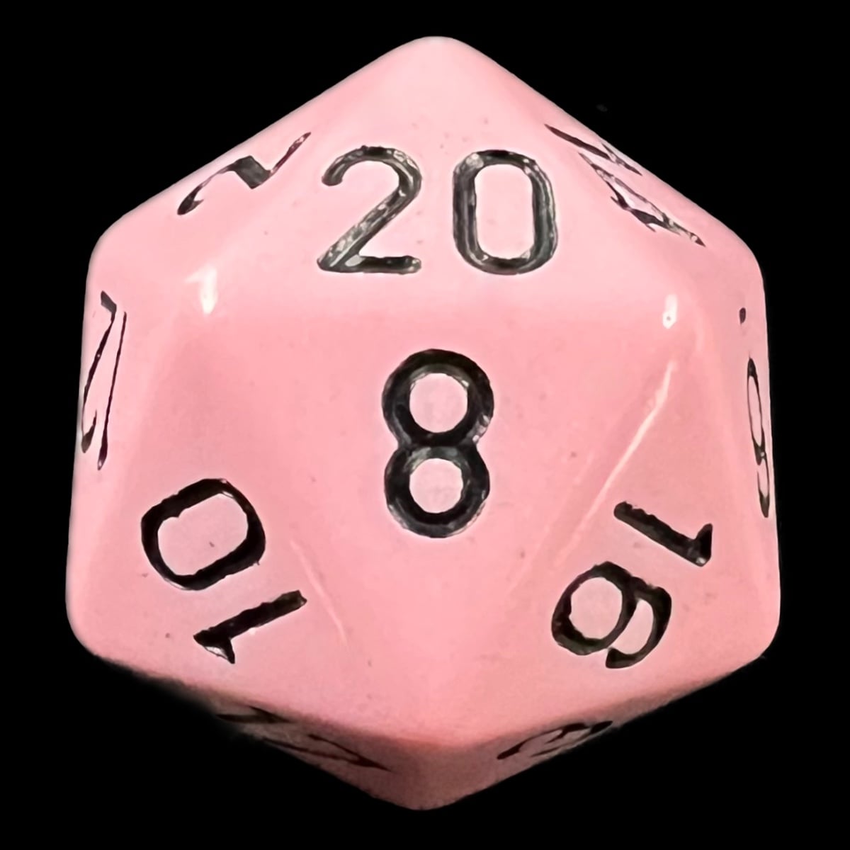 Chessex Opaque Pastel Pink & Black D20 Dice