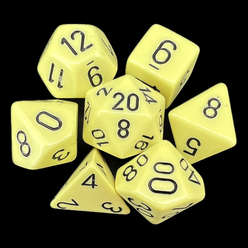 Chessex Opaque Pastel Yellow & Black 7 Dice Polyset