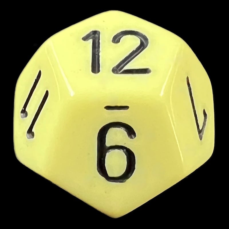 Chessex Opaque Pastel Yellow & Black D12 Dice