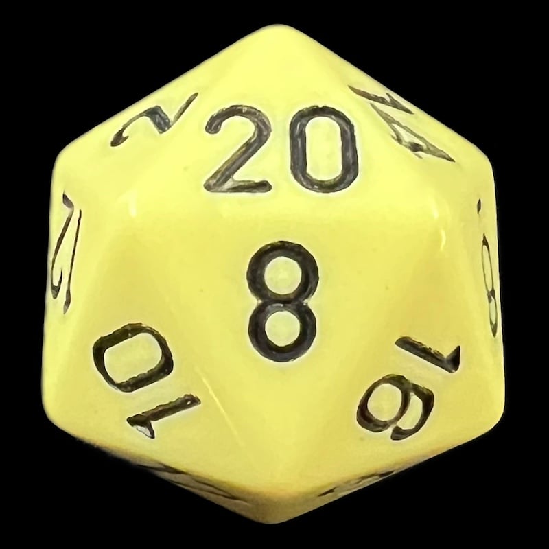 Chessex Opaque Pastel Yellow & Black D20 Dice