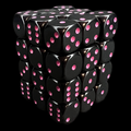 Chessex Opaque Black & Pink 36 x D6 Dice Set