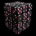 Chessex Opaque Black & Pink 36 x D6 Dice Set