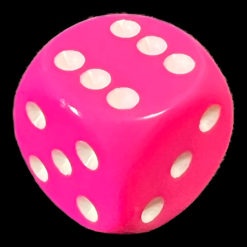 Chessex Opaque Pink & White 16mm D6 Spot Dice