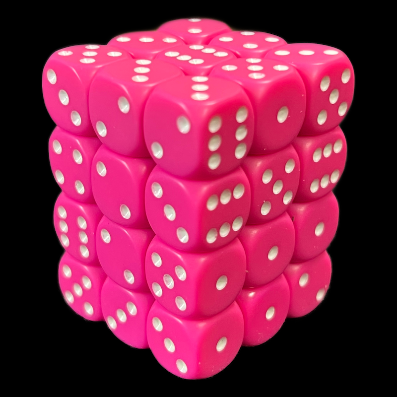 Chessex Opaque Pink & White 36 x D6 Dice Set