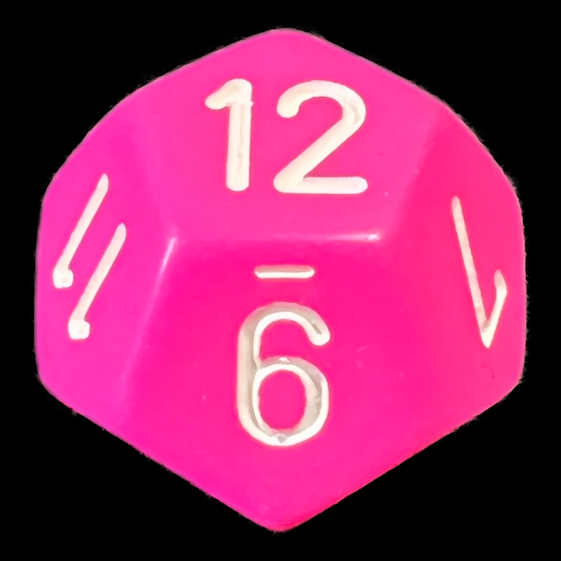 Chessex Opaque Pink & White D12 Dice