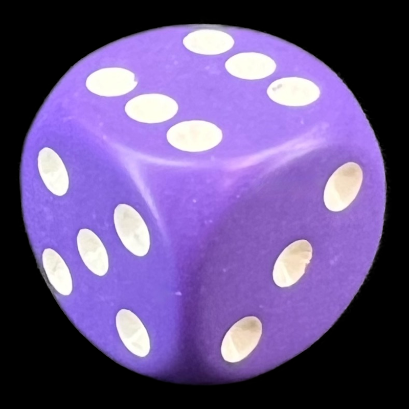 Chessex Opaque Purple & White 16mm D6 Spot Dice