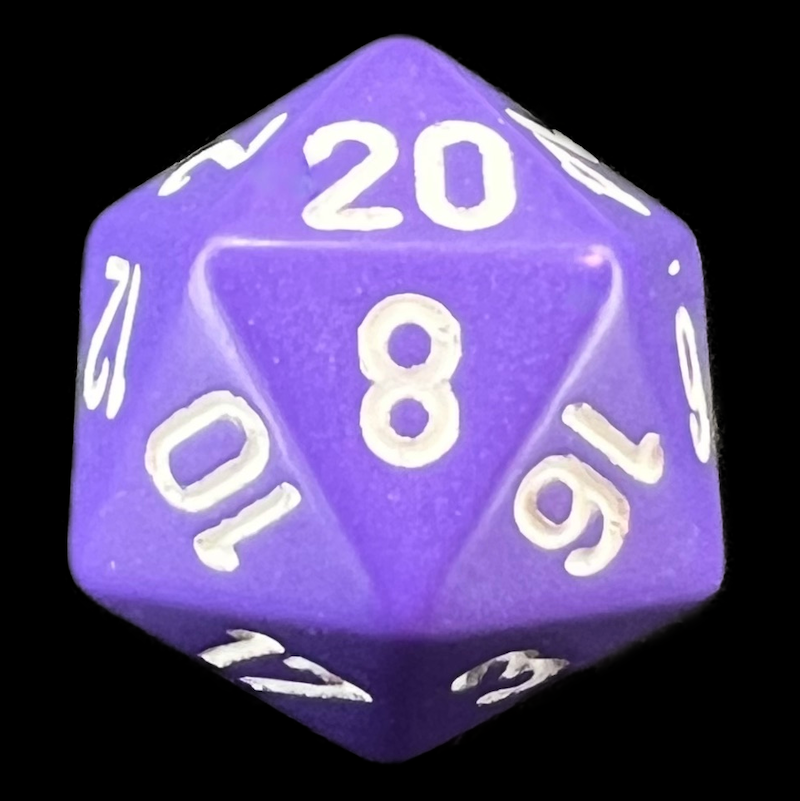 Chessex Opaque Purple & White D20 Dice