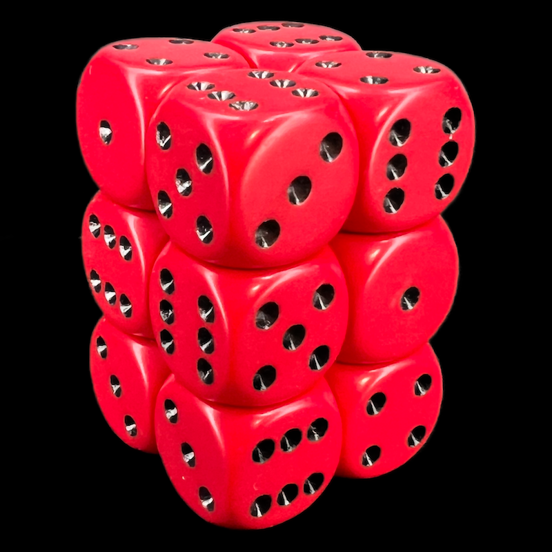 Chessex Opaque Red & Black 12 x D6 Dice Set