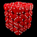 Chessex Opaque Red & Silver 36 x D6 Dice Set - Discontinued