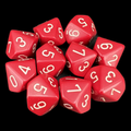 Chessex Opaque Red & White 10 x D10 Dice Set