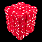 Chessex Opaque Red & White 36 x D6 Dice Set