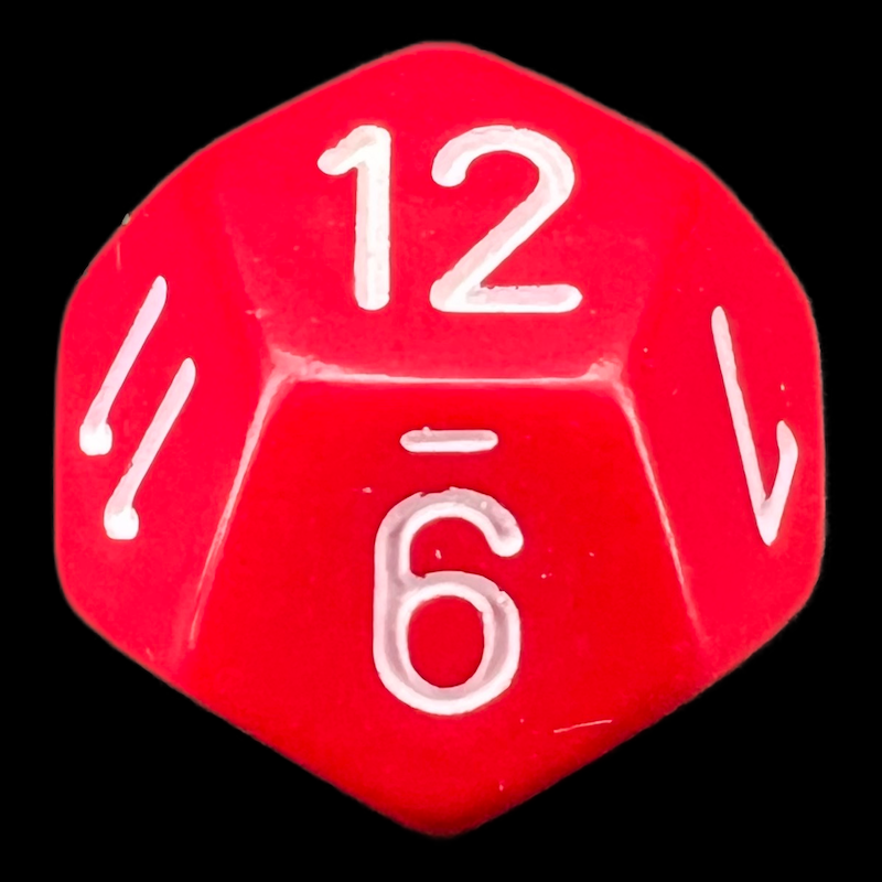 Chessex Opaque Red & White D12 Dice