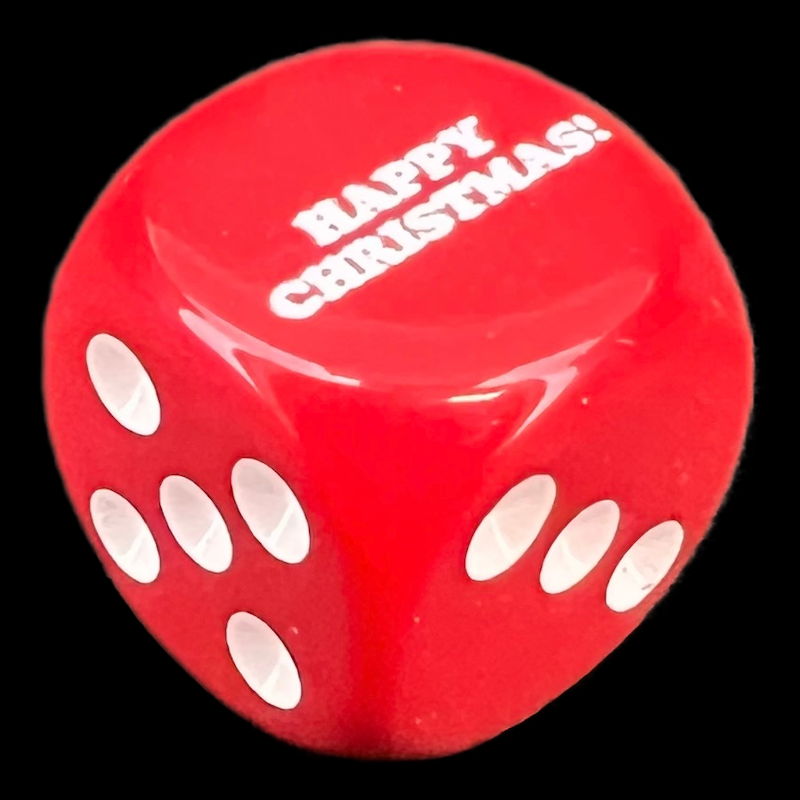 Chessex Opaque Red & White HAPPY CHRISTMAS! Logo D6 Spot Dice