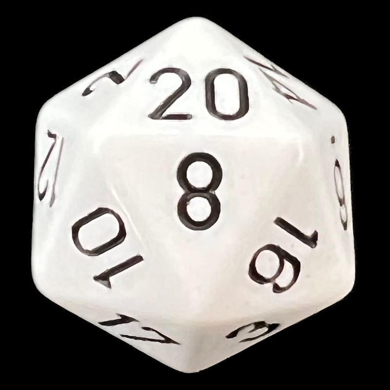 Chessex Opaque White & Black D20 Dice