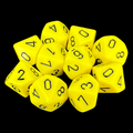 Chessex Opaque Yellow & Black 10 x D10 Dice Set