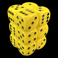 Chessex Opaque Yellow & Black 12 x D6 Dice Set