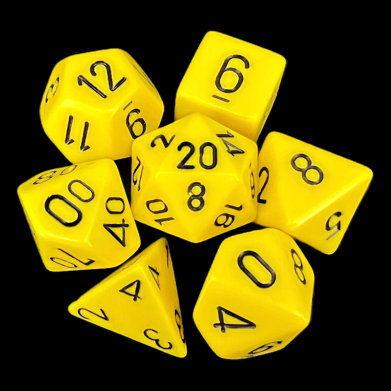 Chessex Opaque Yellow & Black 7 Dice Polyset