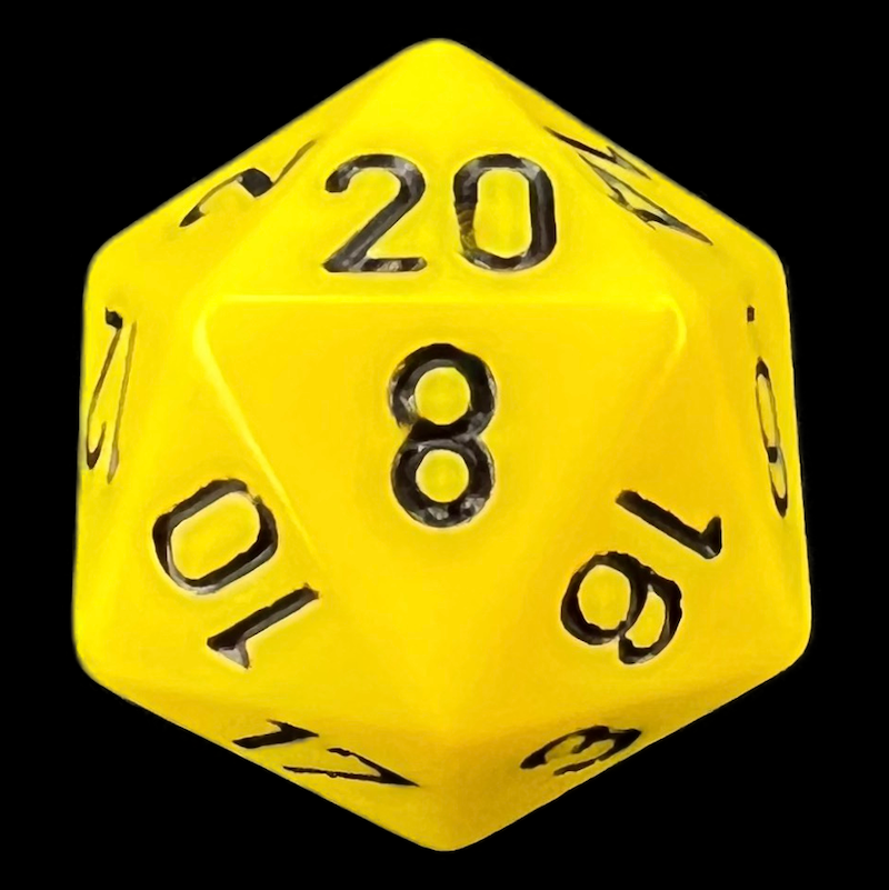 Chessex Opaque Yellow & Black D20 Dice