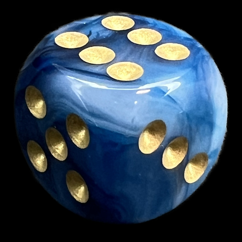 Chessex Phantom Teal & Gold 16mm D6 Spot Dice