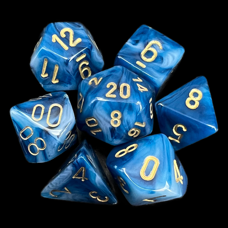 Chessex Phantom Teal & Gold 7 Dice Polyset