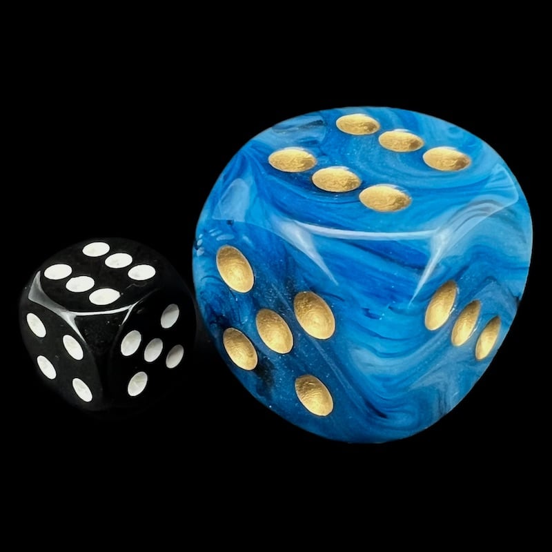 Chessex Phantom Teal & Gold BIG 30mm D6 Spot Dice