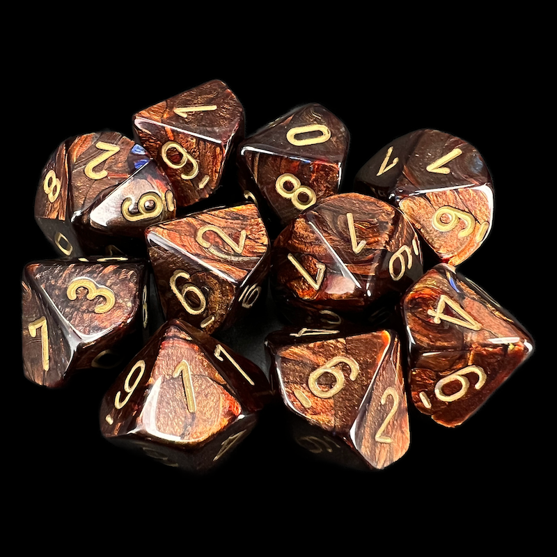Chessex Scarab Blue Blood & Gold 10 x D10 Dice Set