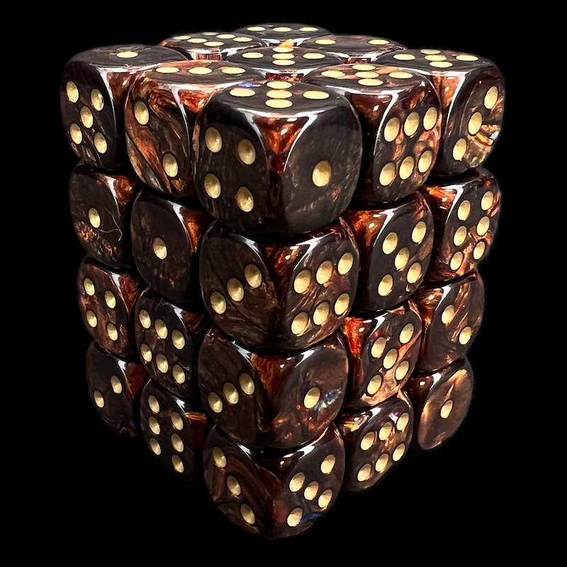 Chessex Scarab Blue Blood & Gold 36 x D6 Dice Set
