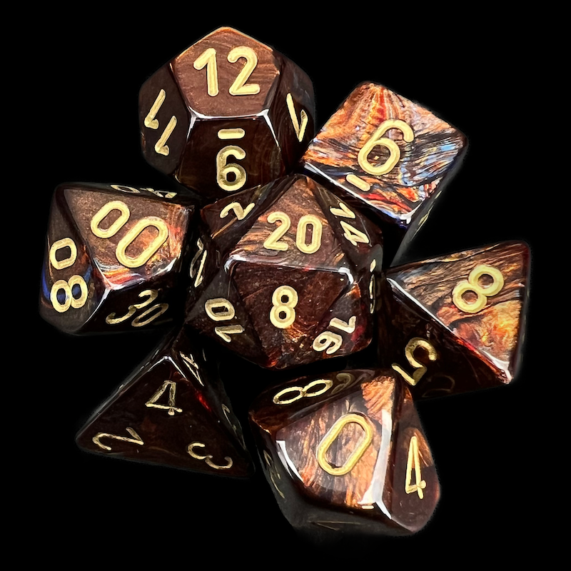 Chessex Scarab Blue Blood & Gold 7 Dice Polyset